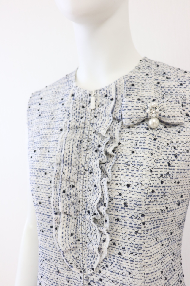 rene ツイードワンピース Rene（ルネ） リボンコサージュ付ツイードワンピース 6516200