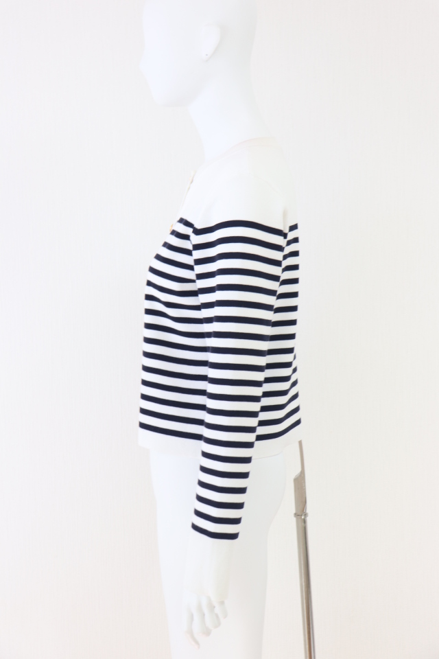 FOXEY　　ボーダーニットカーディガン　43583　2023年商品　白×紺　売れ筋商品|||フォクシー FOXEY BOUTIQUE(フォクシー） River ボーダーニットカーディガン