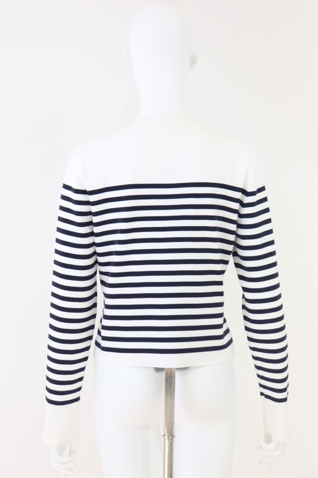 FOXEY　　ボーダーニットカーディガン　43583　2023年商品　白×紺　売れ筋商品|||フォクシー FOXEY BOUTIQUE(フォクシー） River ボーダーニットカーディガン