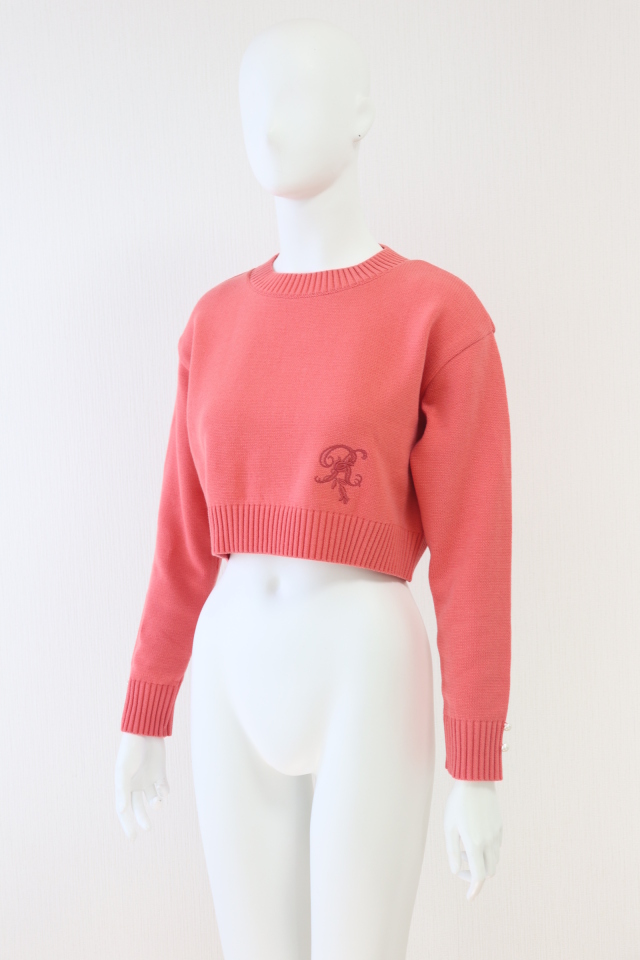 Rene（ルネ） R刺繍コットンアクリルニットプルオーバー 6312150