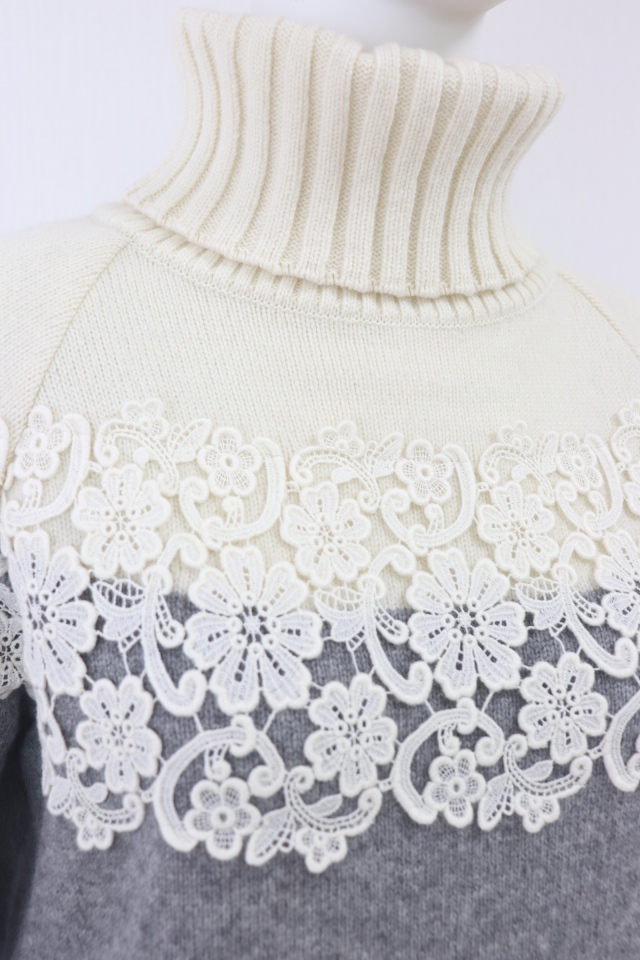 【美品】René 　ルネ　 ニット　タートルネック　ロングワンピース　34 Rene ニット ロング ワンピース 美 ネイビー 34 希少サイズ