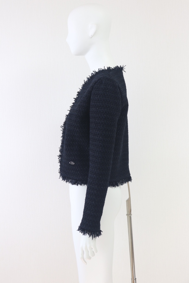 美品★Rene/ルネ ニットツイードジャケット 36 美品 Rene ルネ ツイードジャケット ノーカラージャケット ニット 36