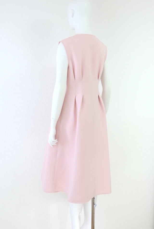 【極美品】ルネ フロントジップワンピース 36 S リボンブローチ付　ピンク Rene（ルネ） フロントジップフィット＆フレアワンピース 6416170