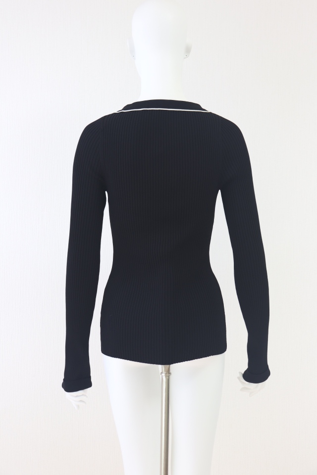 FOXEY BOUTIQUE(フォクシー） 襟付きリブニットトップス 39908