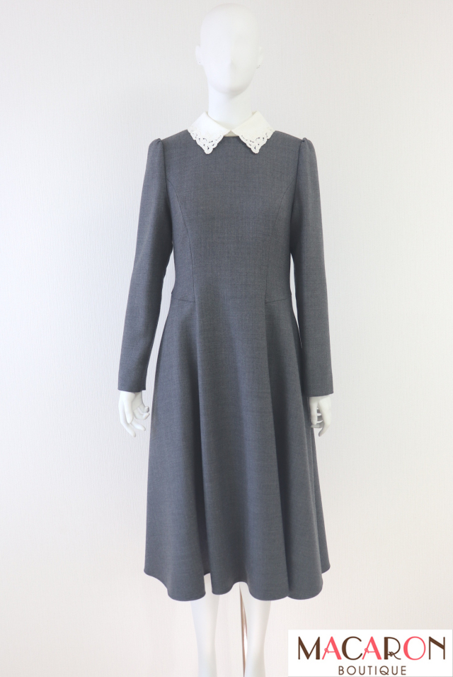 FOXEY BOUTIQUE(フォクシー) Precieuse 白襟ウールワンピース 42284