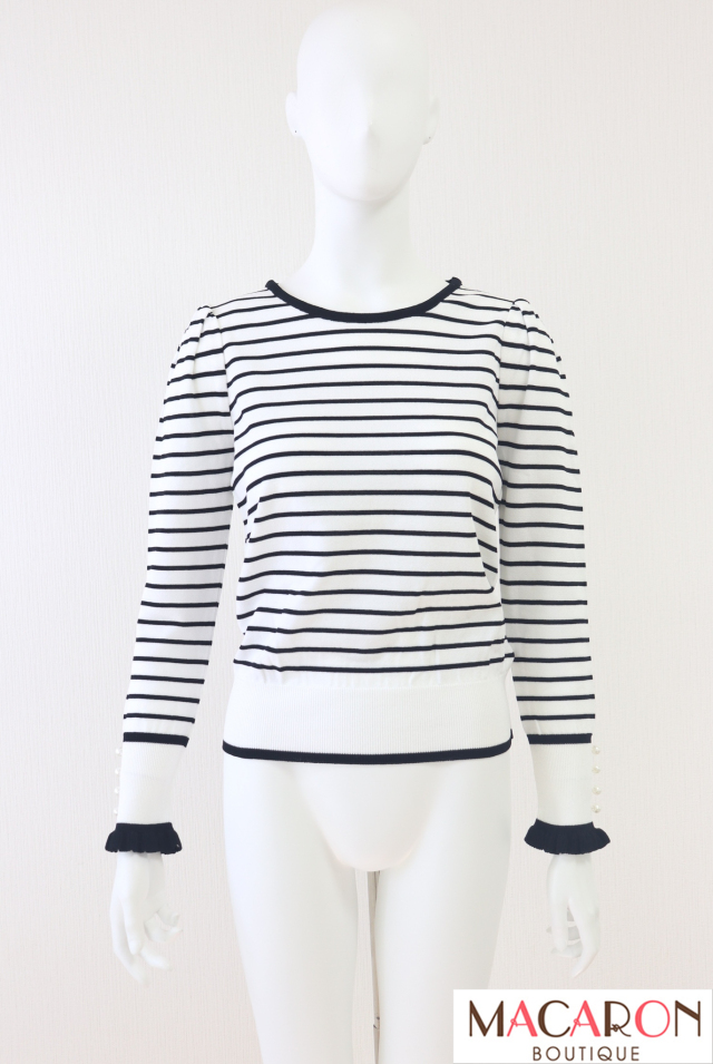 Rene(ルネ) 袖パールボーダーニットプルオーバー 6212220