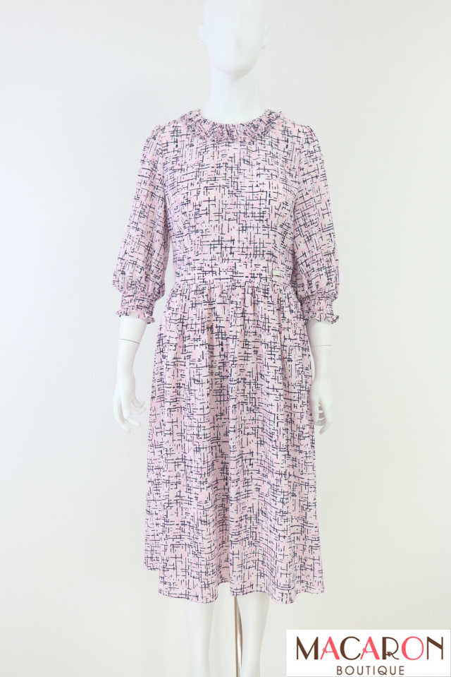 Rene（ルネ）　シャーリング袖プリント柄ワンピース　6516040