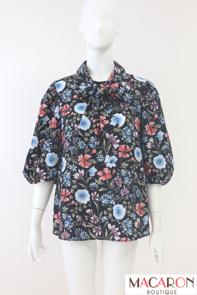 Rene(ルネ) ボウタイリボン花柄プリントブラウス 6331180