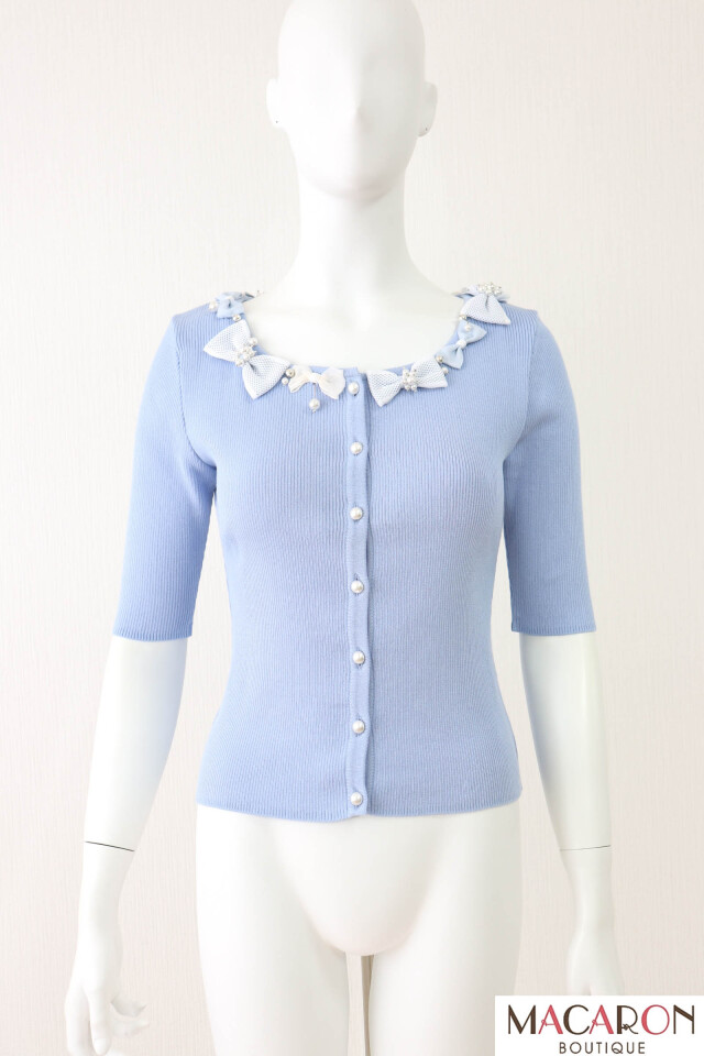 【SALE】Rene（ルネ）　パールリボンリブニットプルオーバー　6322210