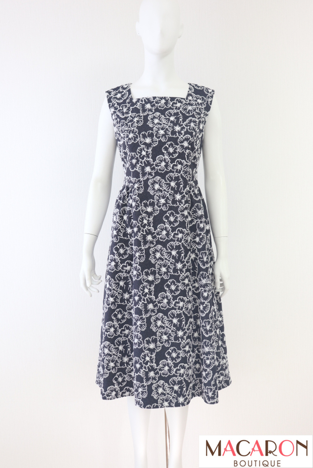 Rene(ルネ) フラワー刺繍デニムワンピース 6516290