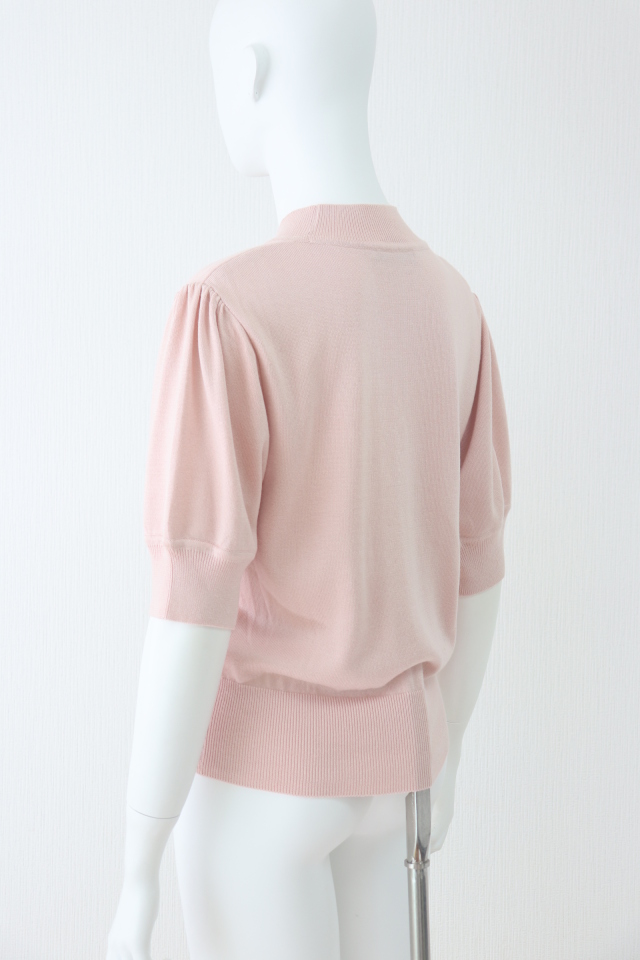 ぷりん★FOXEYフォクシー トップス ピンク38 FOXEY NEWYORK COLLECTION(フォクシー） 五分袖シルクニットトップス 40594