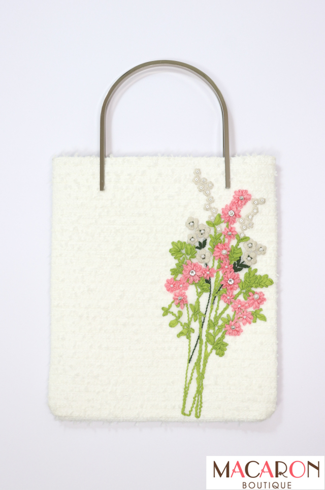 【SALE】Rene（ルネ）　フラワー刺繍ツイードハンドバッグ　3220170