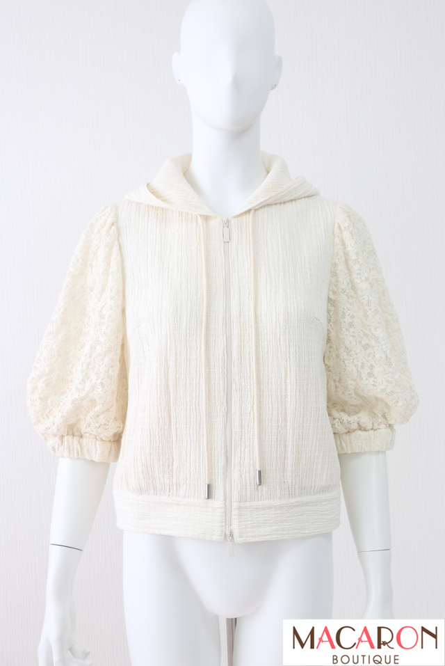 Rene（ルネ）　フード付きレース袖カーディガン　6223030