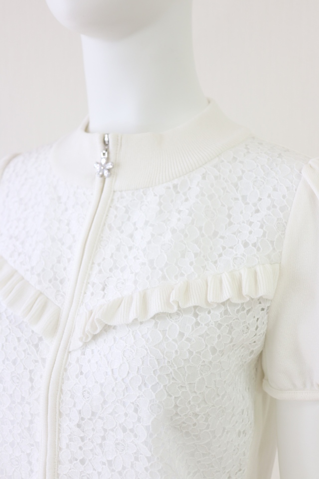 Rene（ルネ） フリル刺繍レース半袖トップス 6032240