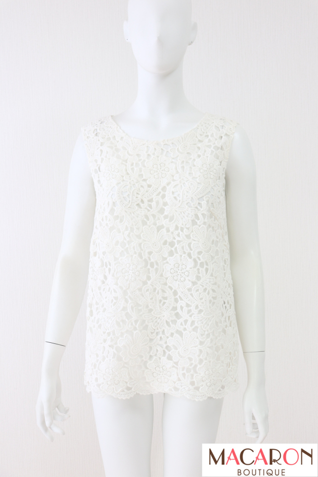 Rene（ルネ）　刺繍レースノースリーブブラウス　6121960　