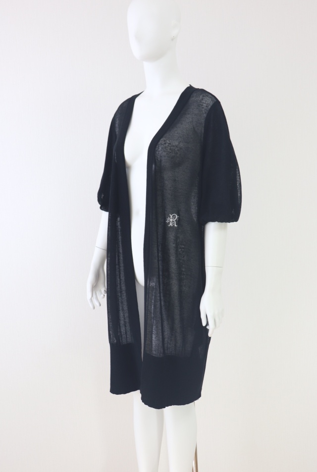 Rene 黒のカーディガン Rene（ルネ） R刺繍ニットロングカーディガン 6122400