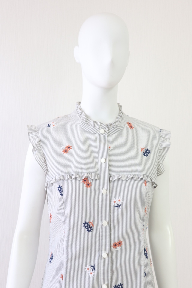 Rene/ルネ/刺繍ワンピース/美品 René - 未使用に近い☆上品☆ルネ ワンピース 細ボーダー 刺繍