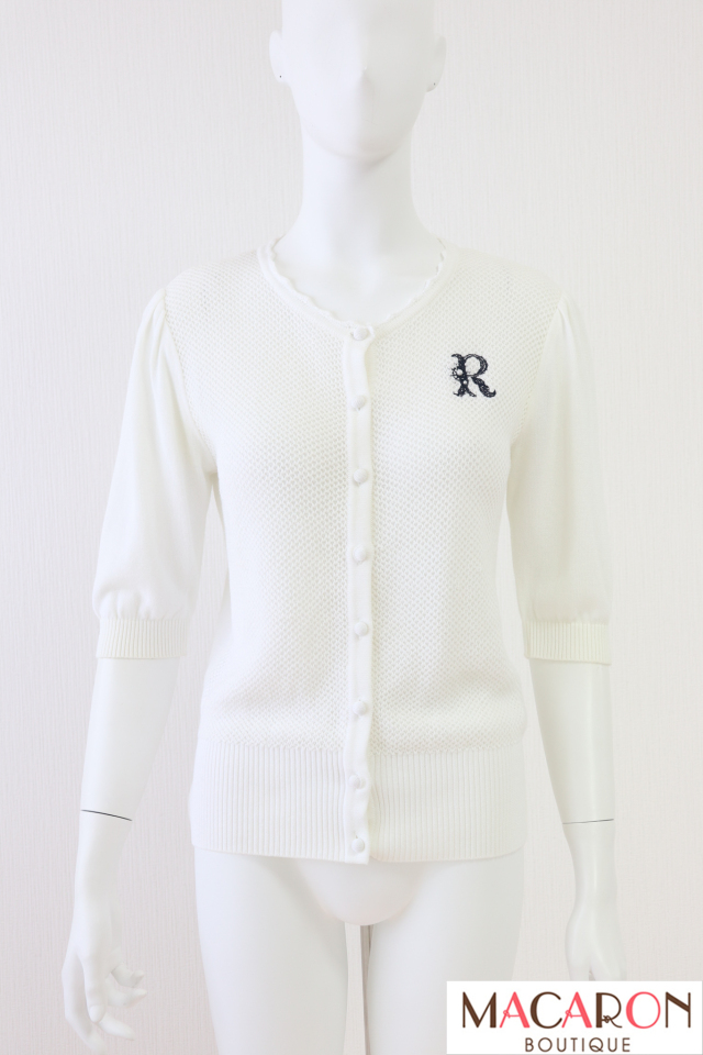 Rene(ルネ) R刺繍五分袖カーディガン 6122140