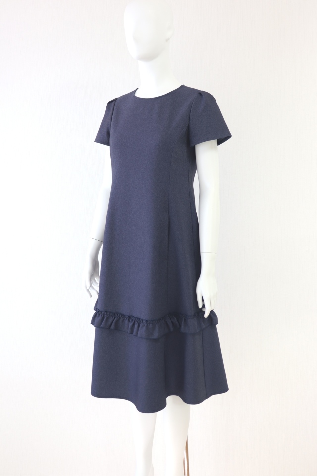 美品Rene デニム フレンチ袖 前ジッパーワンピース 32サイズ 美品Rene デニム フレンチ袖 前ジッパーワンピース 32サイズ