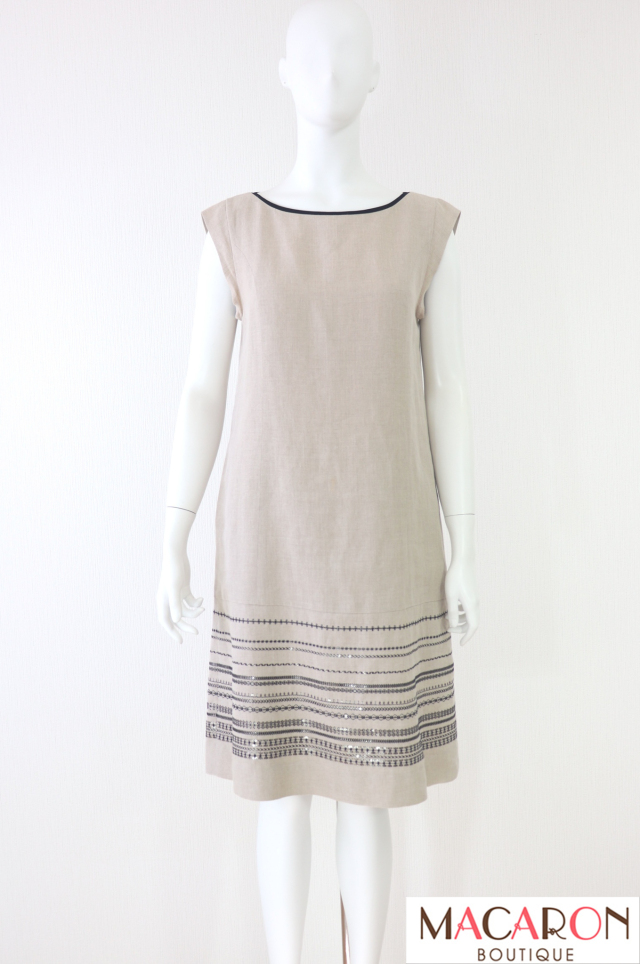 FOXEY BOUTIQUE(フォクシー) スパンコール刺繍リネンワンピース 35703
