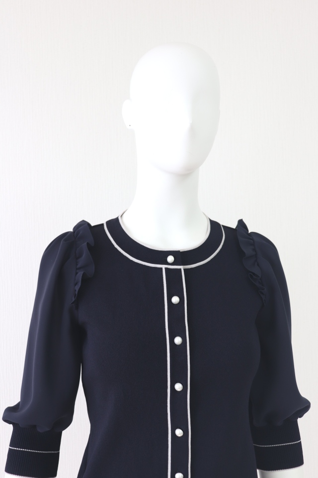 Rene（ルネ） シフォンパフ袖ニットトップス 6332240