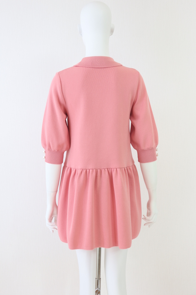 Rene basic ルネ 膝（ひざ）丈 ドレス ワンピース リネン調 裾フリル Rene basic ルネ 膝（ひざ）丈 ドレス ワンピース リネン調 裾