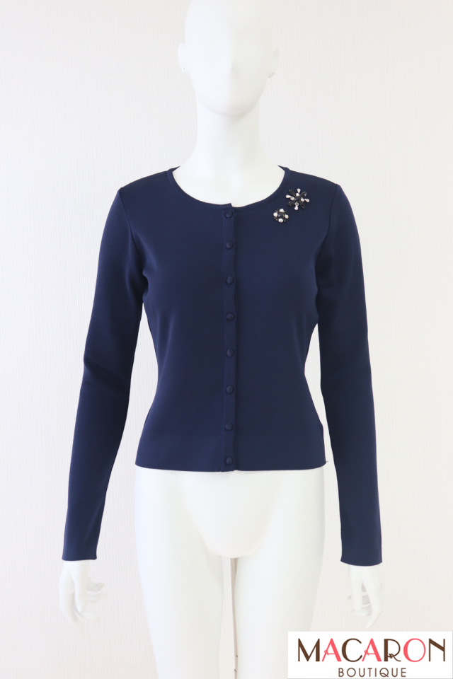 Reneルネ　カーディガン　36 美品✨ルネ Rene コットンポリ ニットボレロ カーディガン