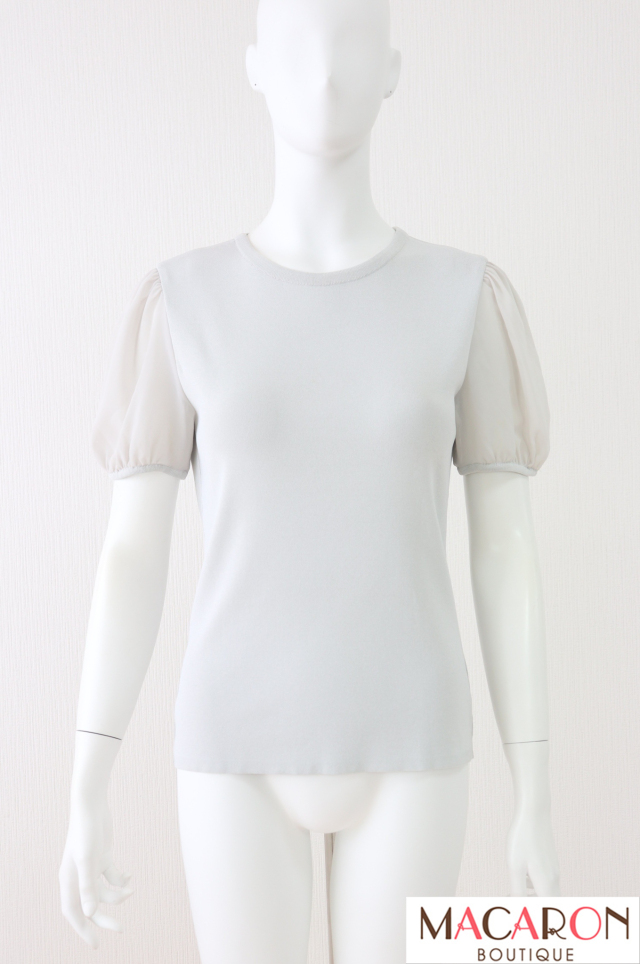 FOXEY BOUTIQUE(フォクシー）　シフォンパフ袖ニットトップス　37161