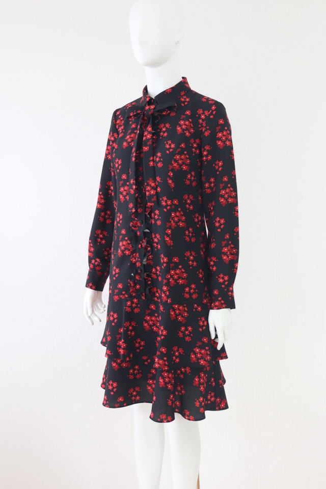 新品同様♡Reneルネ♡リボン付きワンピース 薄ピンク 34 Rene（ルネ） リボン付き小花プリントワンピース 6946310