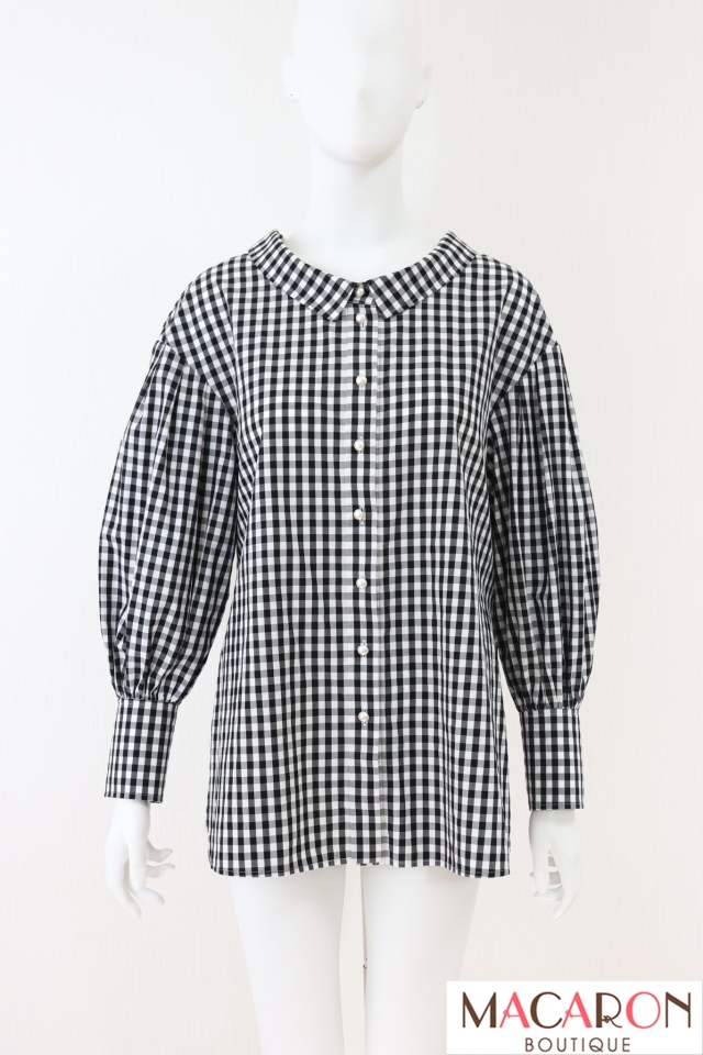 【SALE】Rene（ルネ）　ギンガムチェックパールボタンブラウス　5121040