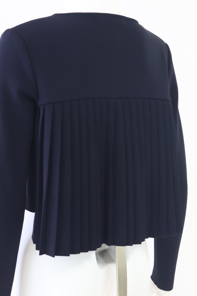 Rene*ルネ　バックフリルノーカラーカーディガン　パール　フォーマル　34 Rene*ルネ バックフリルノーカラーカーディガン パール