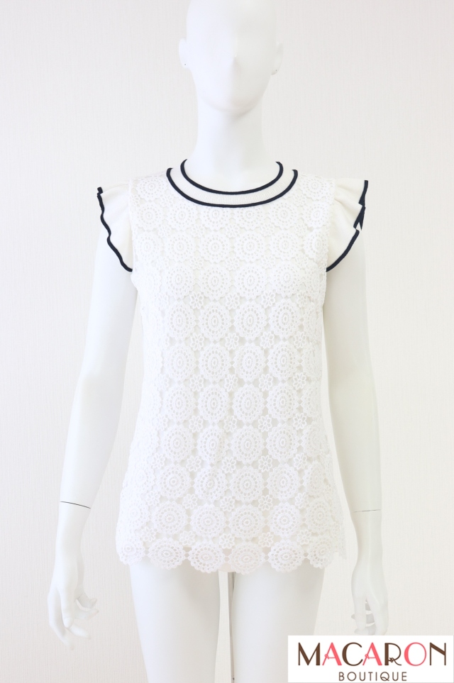 Rene（ルネ）　刺繍レースノースリーブニットトップス　6312300