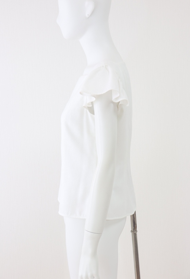 美品✨FOXEY 袖フリルブラウス ラッフルトリムスリーブティー 38 FOXEY NEWYORK(フォクシー） ラッフルフリルブラウス 42734
