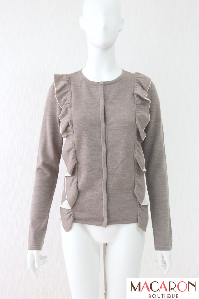 美品✨フォクシー マットストレッチグログランドレス タックフリル ベージュ38 美品✨フォクシー マットストレッチグログランドレス タック