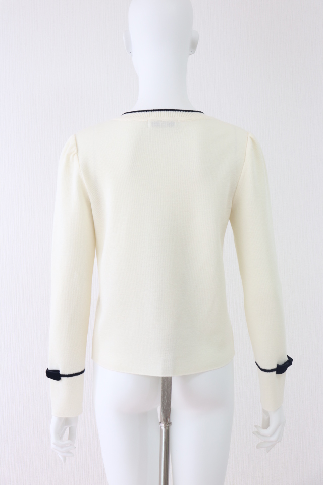 新品【Reneルネ】ベーシックウォッシャブル後ろリボン五分袖カーディガン36 新品【Reneルネ】ベーシックウォッシャブル後ろリボン五分袖