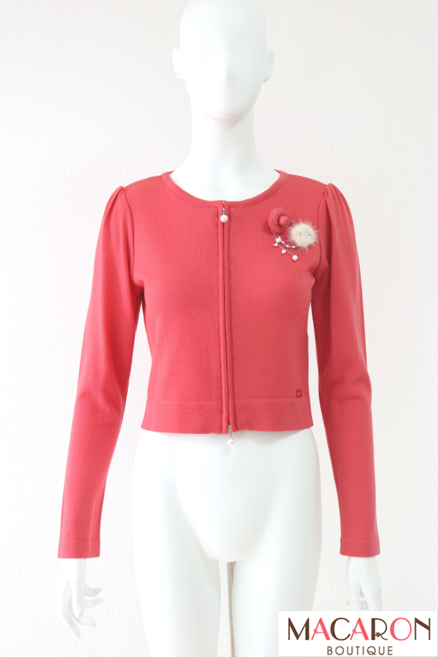 【SALE】Rene（ルネ）　コサージュ付ウールカーディガン　6342420