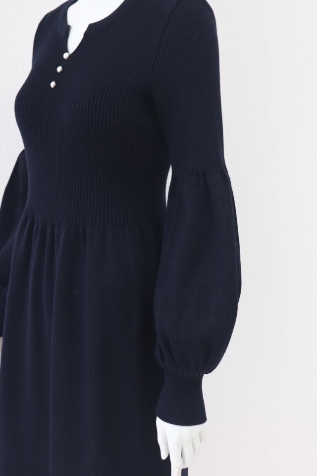 美品　Rene ルネ　バルーンワンピース　ニットワンピース　ロゴプレート　36 Rene（ルネ） バルーンスリーブニットワンピース 5112070