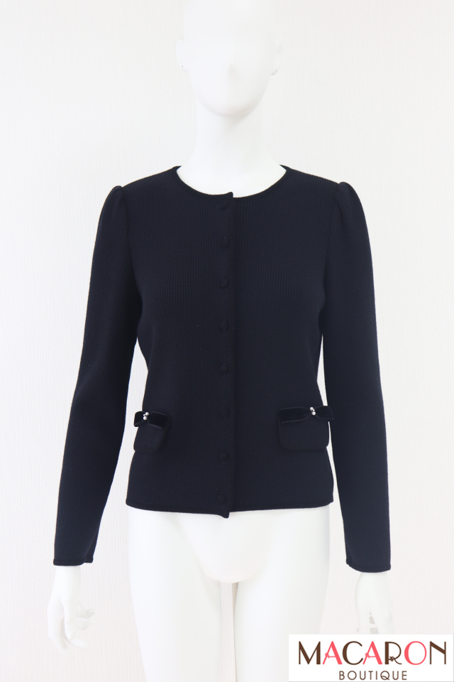 Rene（ルネ）　ベロアリボンリブニットカーディガン　6342480