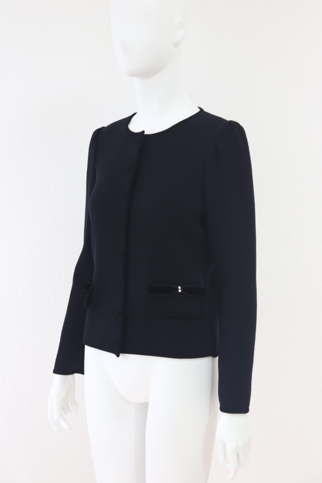 新品同様♡Reneルネ♡リボン付き ロングニットカーディガン ライトブルー 34 新品同様♡Reneルネ♡リボン付き ロングニットカーディガン