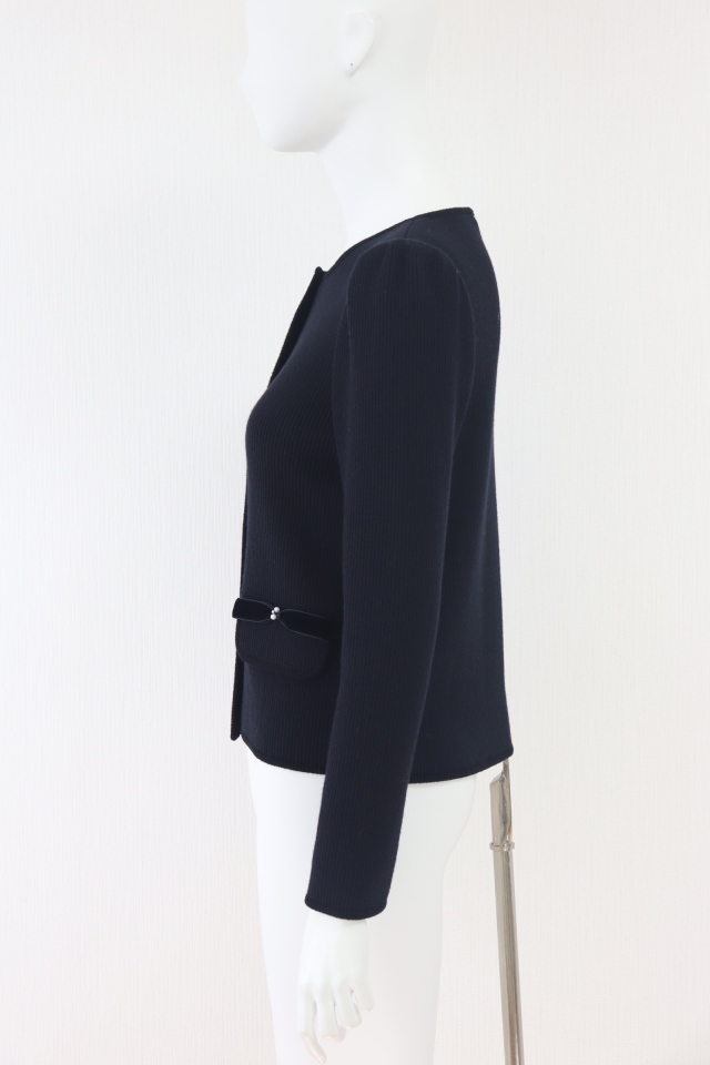 Rene（ルネ） ベロアリボンリブニットカーディガン 6342480