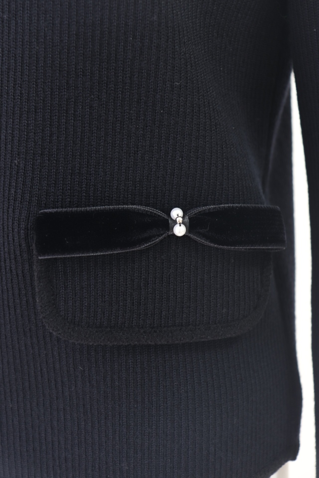 Rene（ルネ） ベロアリボンリブニットカーディガン 6342480