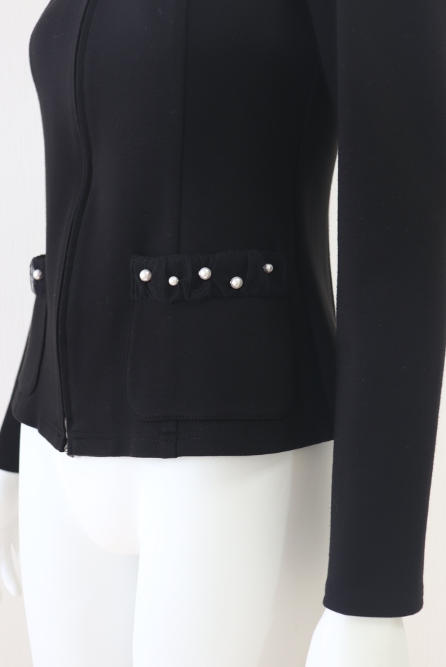 Rene（ルネ） パール＆チュールジップアップカーディガン 6437120