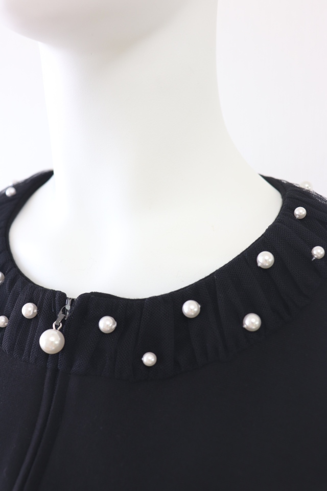 美品 近年モデル ルネ カーディガン ダブルジップ パール リボン 36 美品 近年モデル ルネ カーディガン ダブルジップ パール リボン