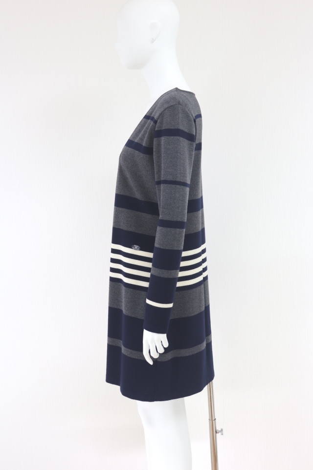 Rene（ルネ） 変則ボーダーウールロングカーディガン 6432630