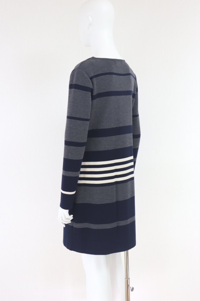 Rene（ルネ） 変則ボーダーウールロングカーディガン 6432630