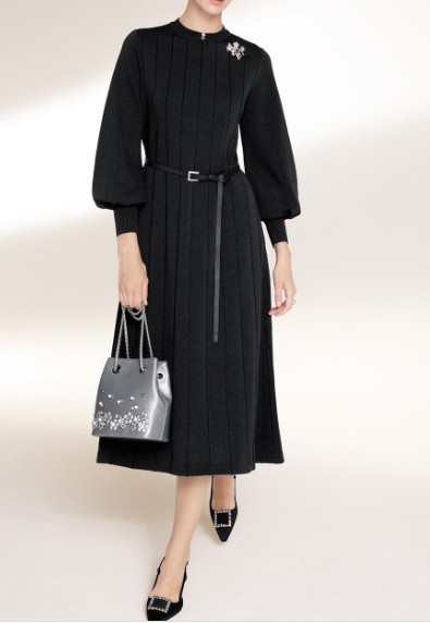 Rene（ルネ） パフスリーブニットワンピース 6412990