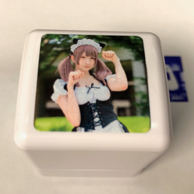 【作成】スタンプ 印面サイズ 25×30mm 本体色/ホワイト インク色/ブルー 約3000回使用可能