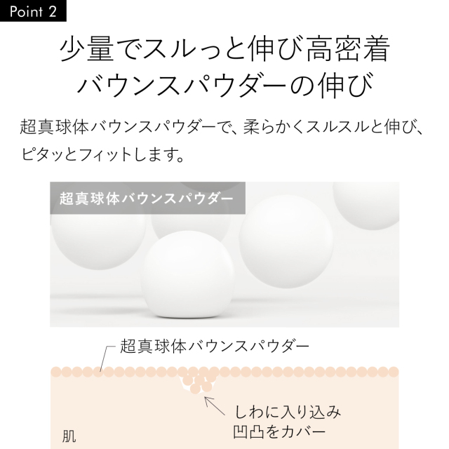 少量でスルっと伸び高密着 バウンスパウダーの伸び