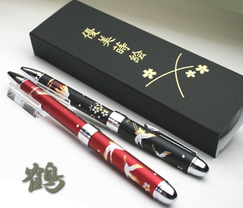 優美蒔絵複合筆記具　鶴（2色ボールペン＋シャープペンシル）