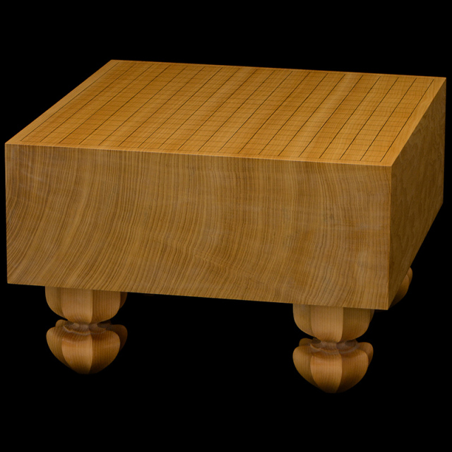 本榧足付碁盤　5寸3分（天地柾）　ga50048